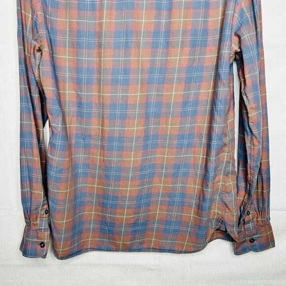 ALL SAINTS Men's Button-Down Matheson Shirt Sz S Muted Plaid Blue Pink Stretch - Picture 7 of 7